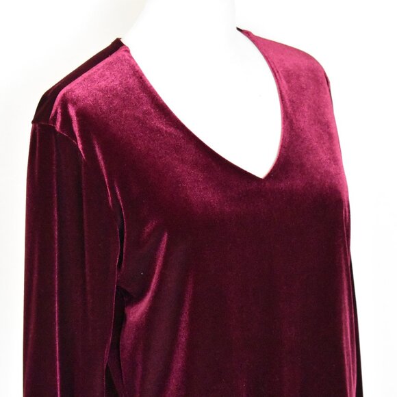 EDDIE BAUER Top Blouse M Long Sleeve Velvet Pull Over Machine Wash - Picture 2 of 5